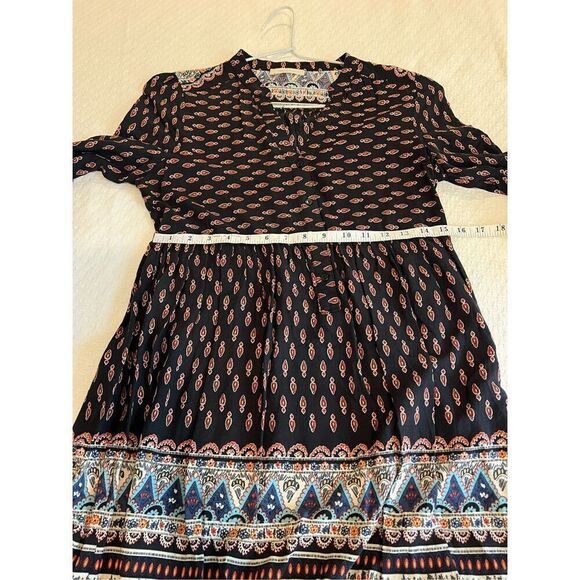 New Altar’d State boho dress black with red button neck size Medium - Picture 7 of 9